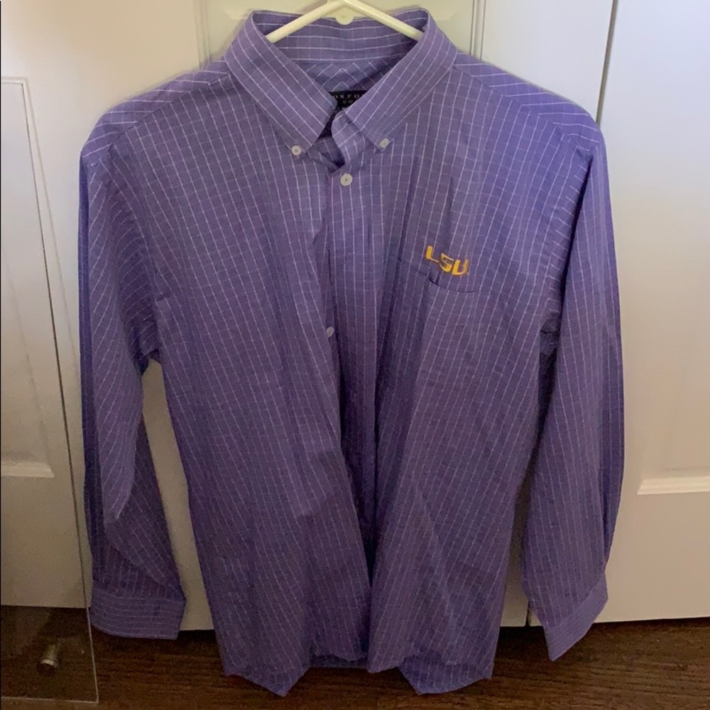 Purple check LSU Button Down